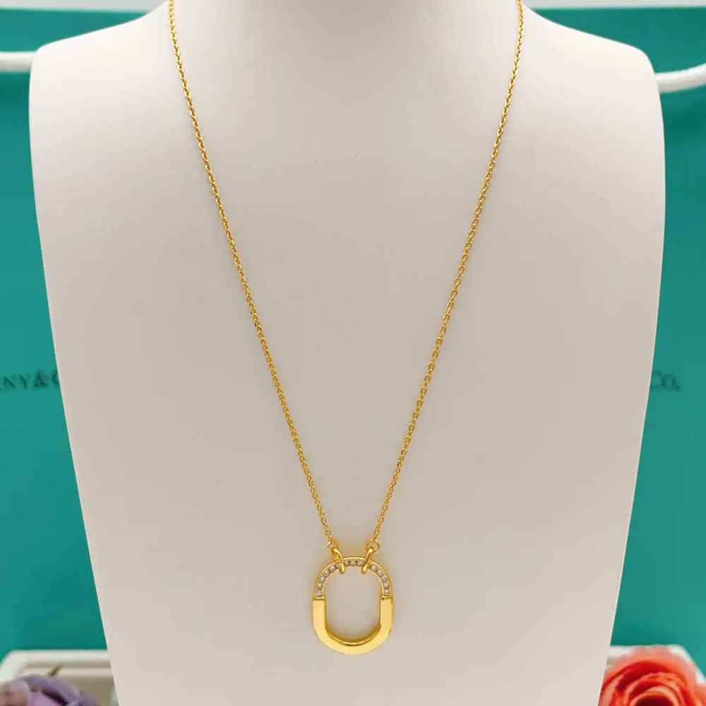 Tiffany & Co. Gold Half-Diamond U-Lock Necklace - Picture 5 of 5